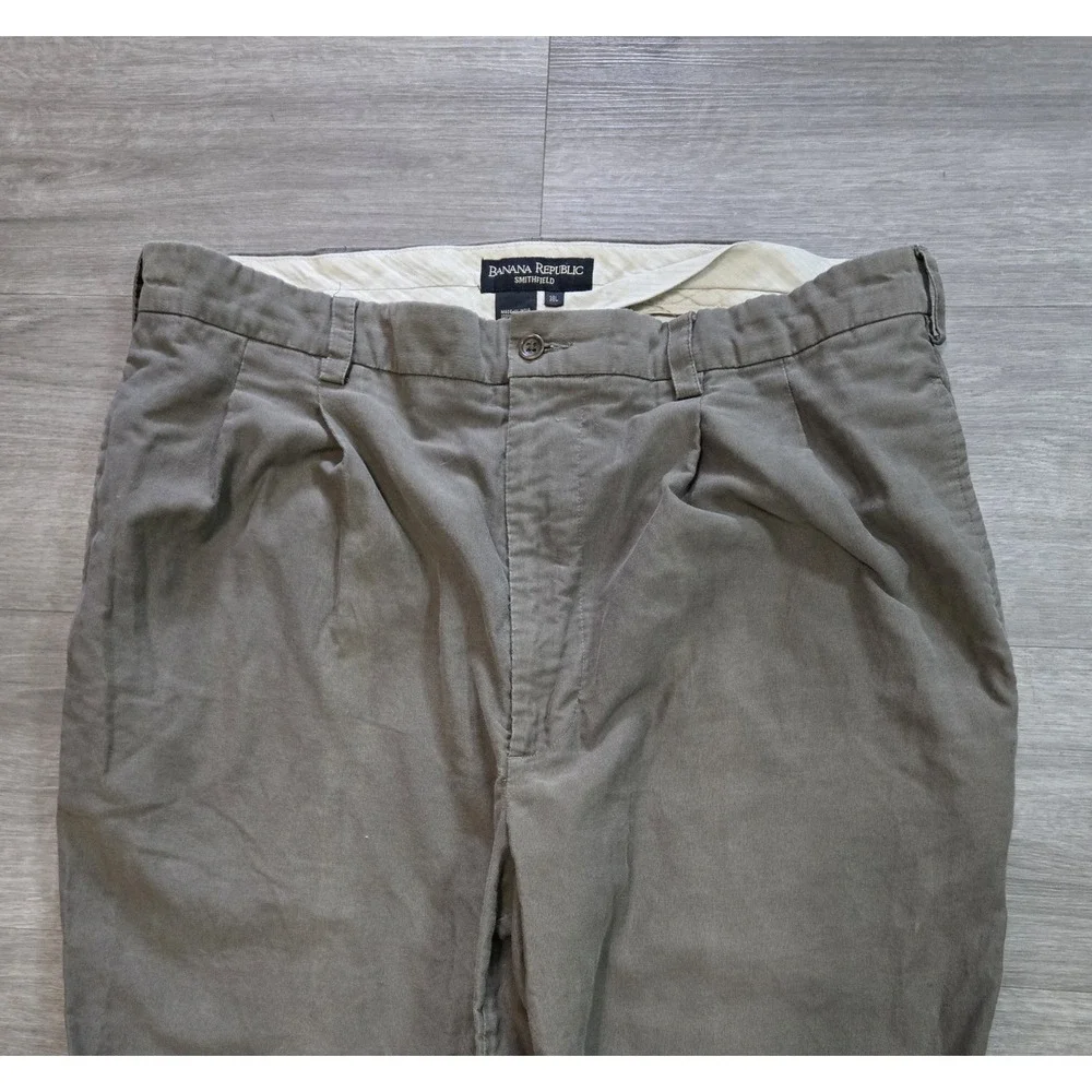 Vintage Banana Republic Pants Men 38x27 Smithfield Chino Pleated Green Trousers